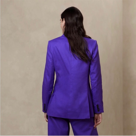 NWT Long Linen-Blend Cutaway Blazer - Picture 2 of 5